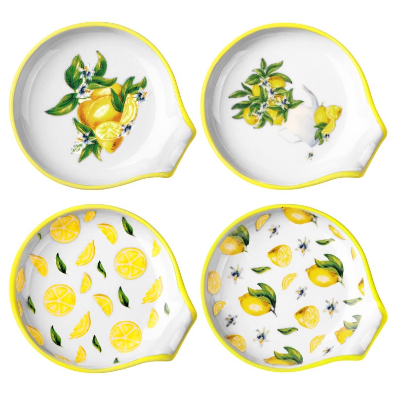WILLBOND WILLBOND 4 Pcs Ceramic Spoon Rest Lemon for Stove Top Kitchen Decor Cute Tea Farmhouse Housewarming Gifts Cooking Utensil Holder Counter Decoration Lemon approx 39 x 34 07 inches 