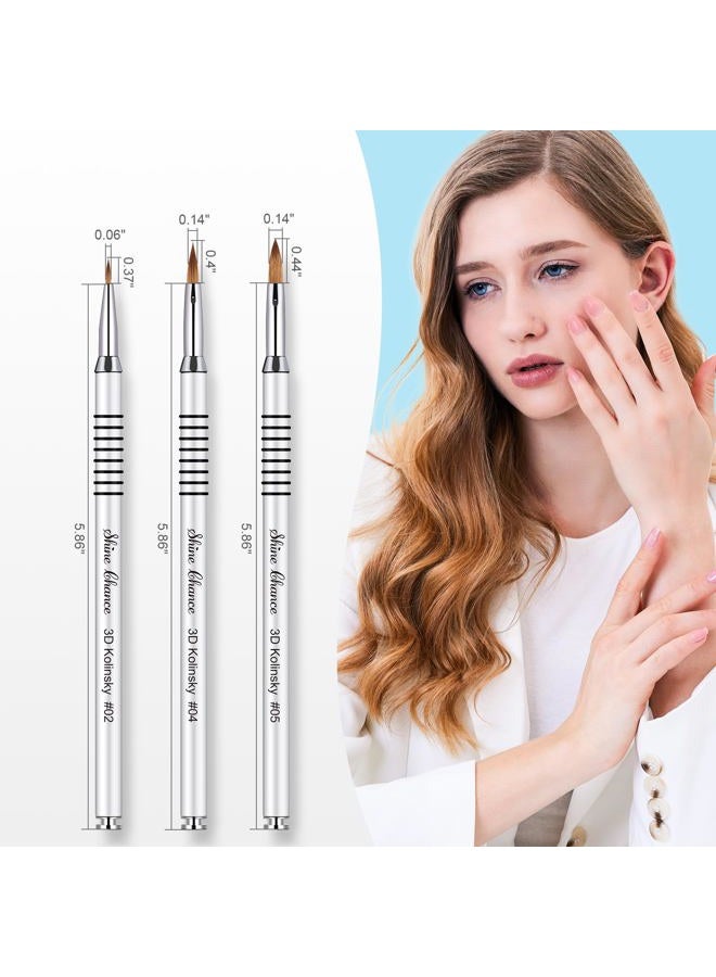 Shine Chance 3Pcs Acrylic Nail Brushes Set Size 2 4 5, Kolinsky Hair Acrylic Nail Art Brush, Art Design & Polish Mistake Cleaning Manicure Tools for Women Acrylic Application, Silver - Image 3