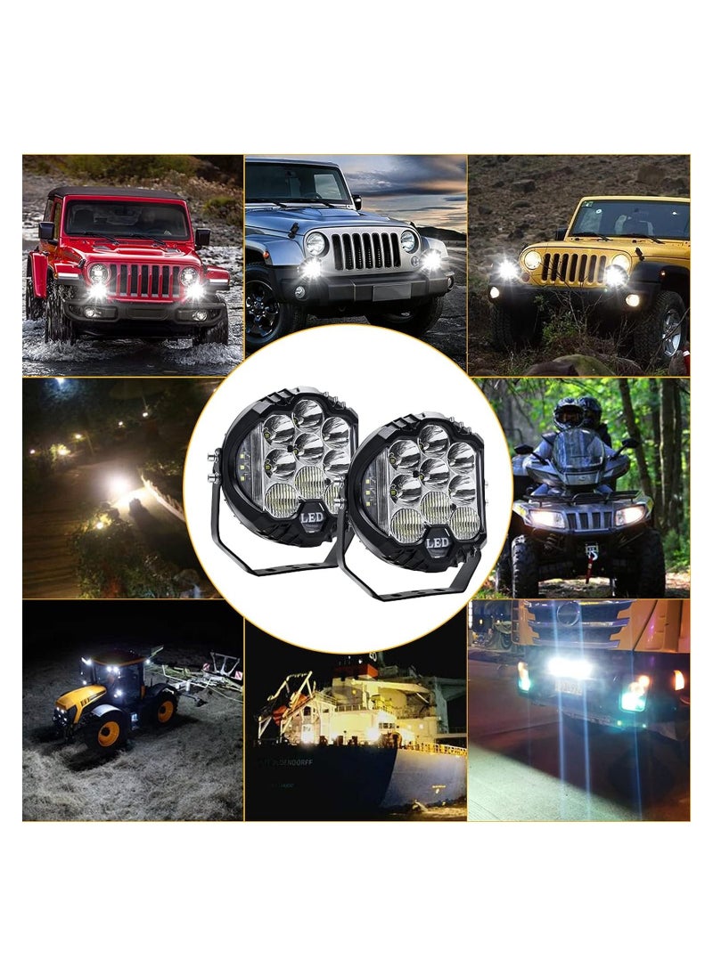 TBS DESIGN 2Pcs 7inch LED Work Light Pods Spot Flood Combo Beam Fog Lamp Offroad Driving Light, White  - Image 2