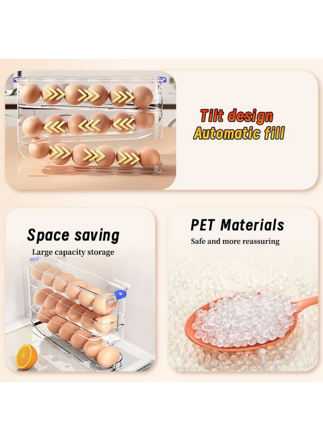 MEUPMEOP Egg Container for Refrigerator Clear Stackable Egg Holder for Kitchen Storage and Organization (Dark Brown, 3 Tier) - Image 3