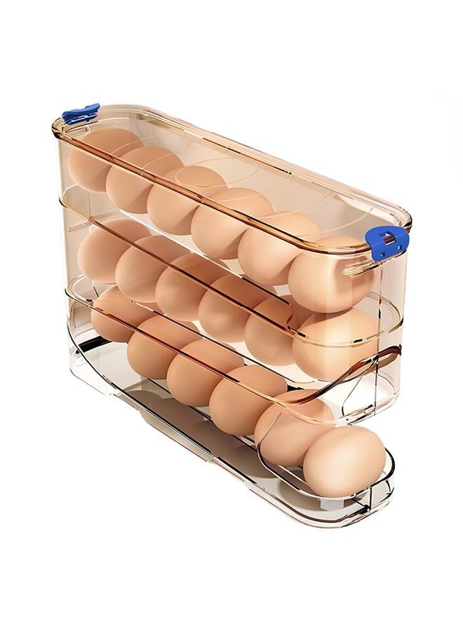 MEUPMEOP Egg Container for Refrigerator Clear Stackable Egg Holder for Kitchen Storage and Organization (Dark Brown, 3 Tier) - Image 1