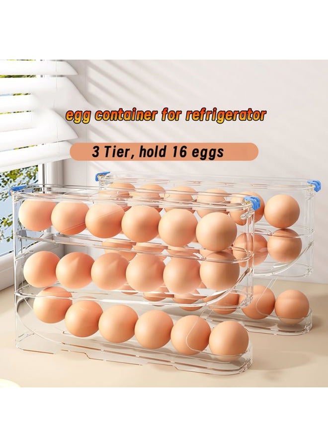 MEUPMEOP Egg Container for Refrigerator Clear Stackable Egg Holder for Kitchen Storage and Organization (Dark Brown, 3 Tier) - Image 5