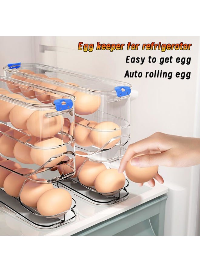 MEUPMEOP Egg Container for Refrigerator Clear Stackable Egg Holder for Kitchen Storage and Organization (Dark Brown, 3 Tier) - Image 2