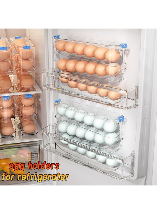 MEUPMEOP Egg Container for Refrigerator Clear Stackable Egg Holder for Kitchen Storage and Organization (Dark Brown, 3 Tier) - Image 4