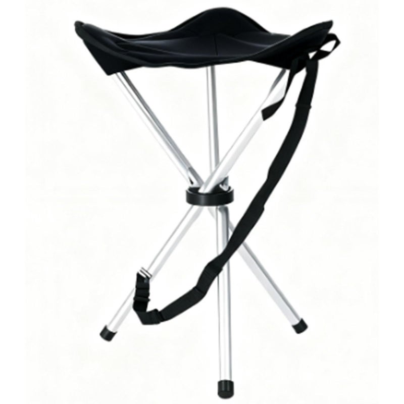 OVINEG Folding Camping Stool,16.5" Folding Camping Chairs,Portable Tripod Seat,Outdoor Travel Tall Chair for Camping Walking Hunting Hiking Fishing Mountaineering Picnic Beach BBQ Garden Lawn(Black) - Image 2