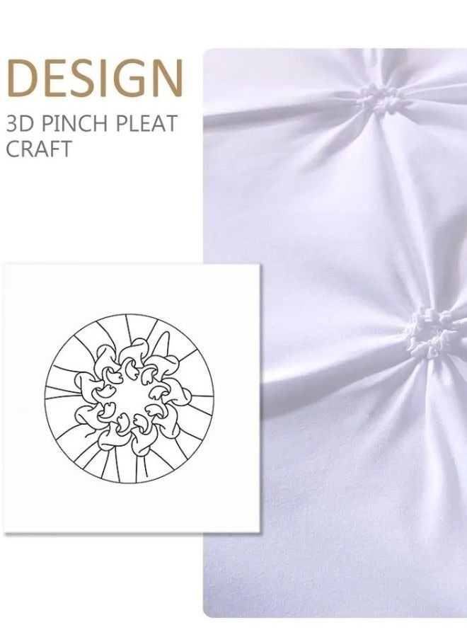 LUNA Home Premium King Size 6 Pieces Pinch Pleat Plain Pearl White Bedding Set - Image 3