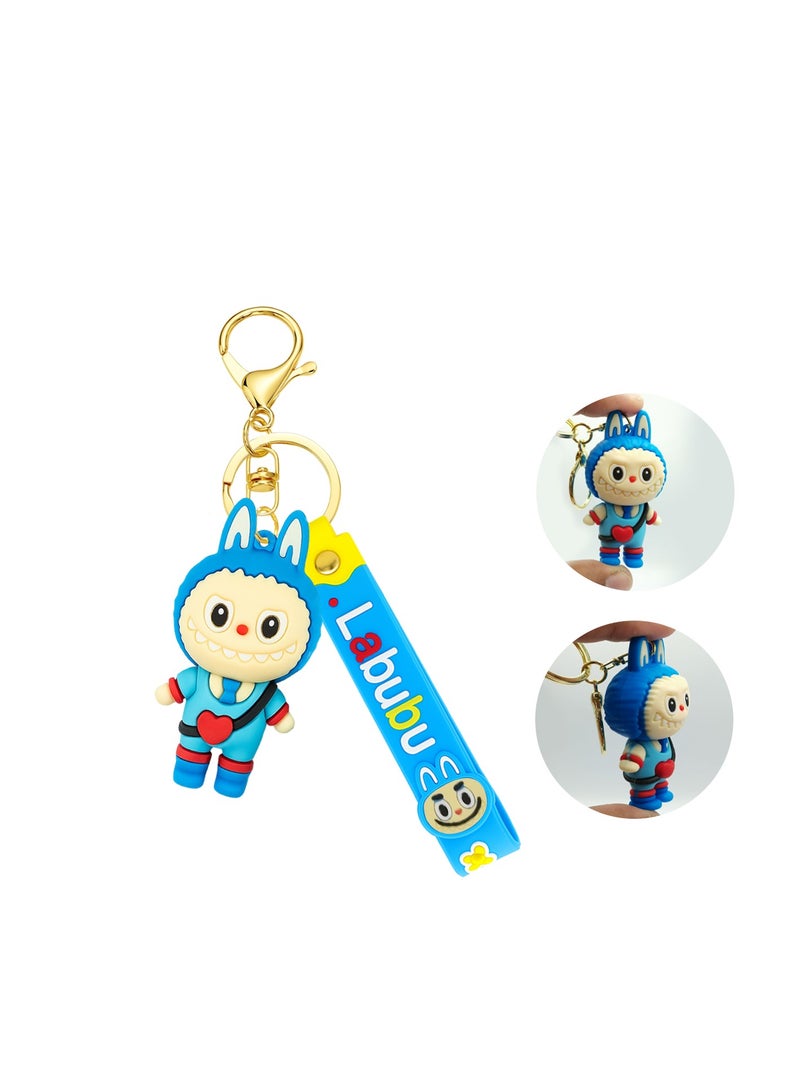 Labubu Cartoon Keychain with Soft PVC Pendant and Silicone Strap – 3D Bunny Character Design, Durable Metal Keyring for Keys, Bags, Purses, Backpacks, Gifts – 7cm Pendant + 13cm Strap - Image 2