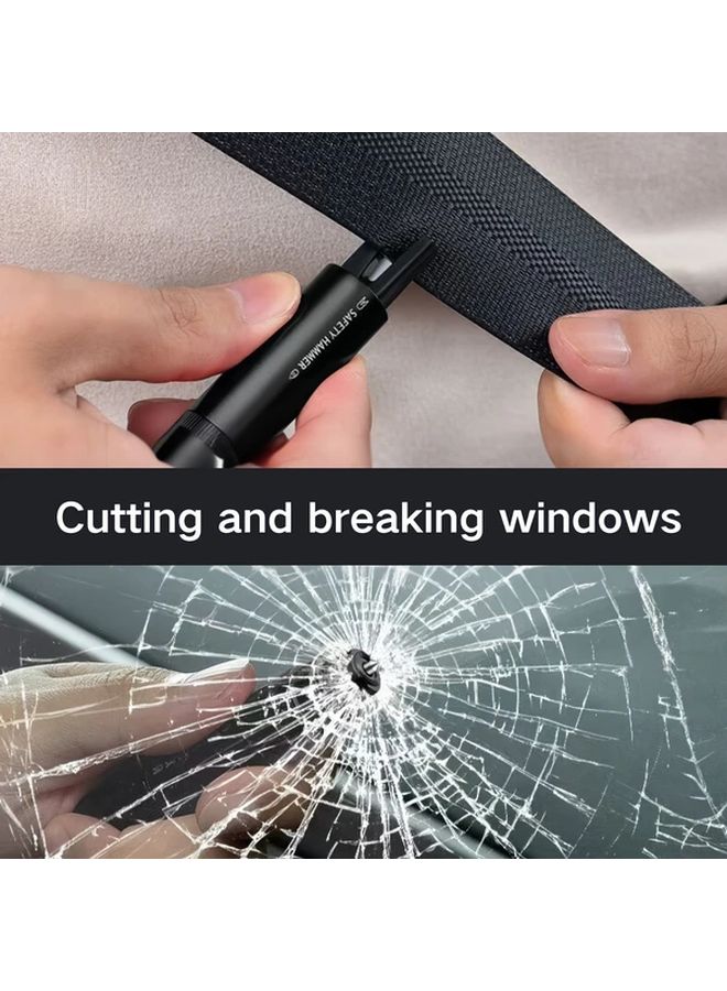 Heavy Duty Steel Emergency Car Safety Hammer Window Breaker And Seatbelt Cutter Compact Survival Tool With Ergonomic Grip Loud Safety Sound One Hand Operation And Belt Loop Attachment For Roadside Rescue Car Travel Essentials Black - Image 4