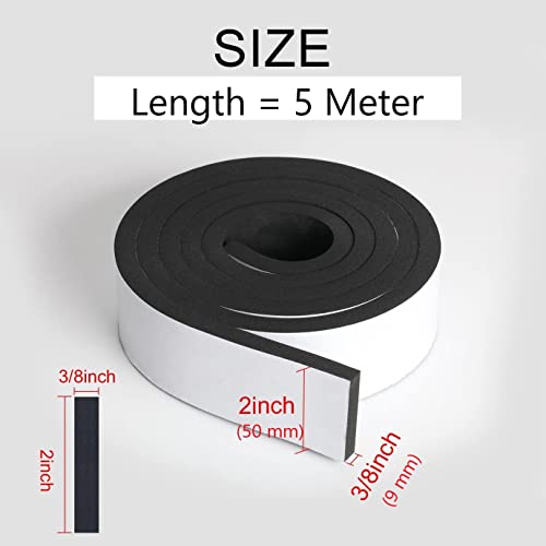 G-CHARGE Foam Single Sided High Density Self Adhesive Gasket Tape, Weather Stripping Doors and Window Insulation Soundproofing (2"(W) x 3/8"(T) x 5 Mtr (L)) - Image 2