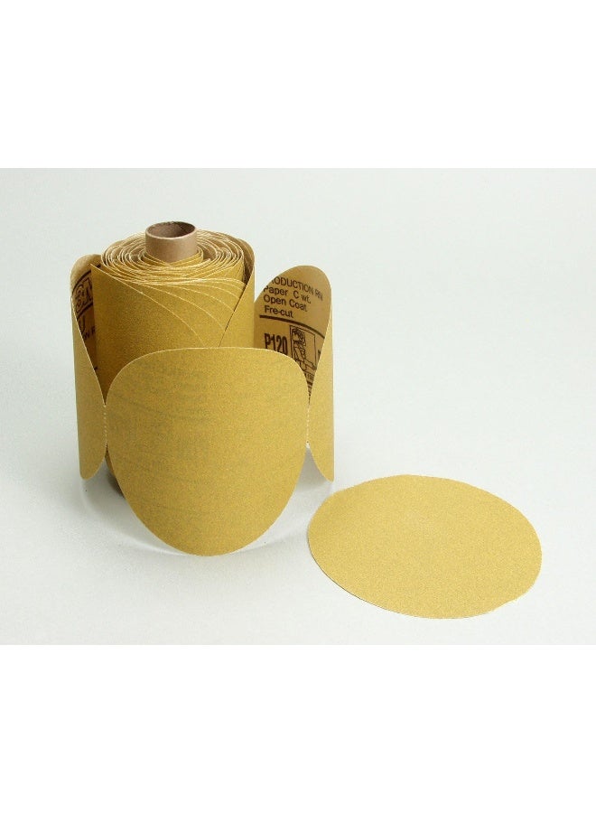 3M 3M Stikit Paper Disc Roll 236U, C-weight, Pressure-Sensitive Adhesive (PSA) Attachment, Aluminum Oxide, 5" Diameter, P400 Grit, Gold (Pack of 1) - Image 2