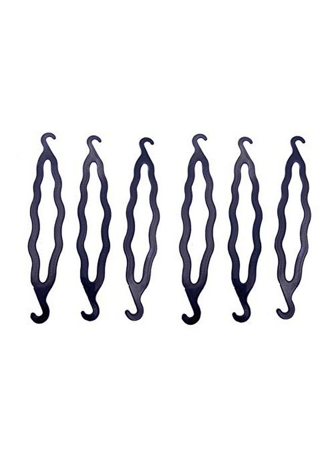 SYBL 6Pcs Black Plastic Bun Maker Curler Double Hook Hair Styling Crooked Hairpins Donut Bun Head Hair Twist Braid Hairdressing Tool Elegance Updo Hairstyles For Women Lady Girls - Image 1