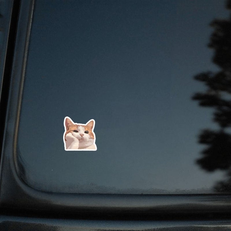 1pc Star Color 2d Flat Cartoon Cat Meme Sticker For Car Bumper Window Door Laptop Decoration - Image 5