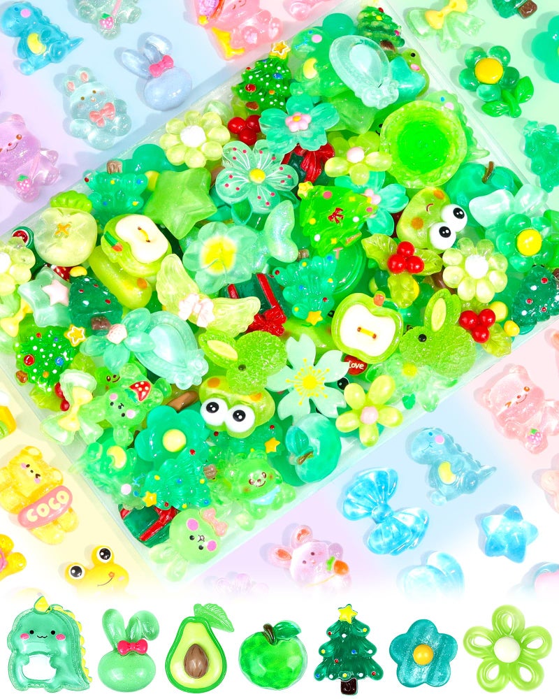 FIVEIZERO 100PCS FIVEIZERO Cute Slime Charms Bulk Set â€“ Kawaii Flatback Resin Charms for Crafts, Mini Decoden Acrylic Embellishments for Phone Junk Cases, Scrapbooking & DIY Decoration (Pink) - Image 1