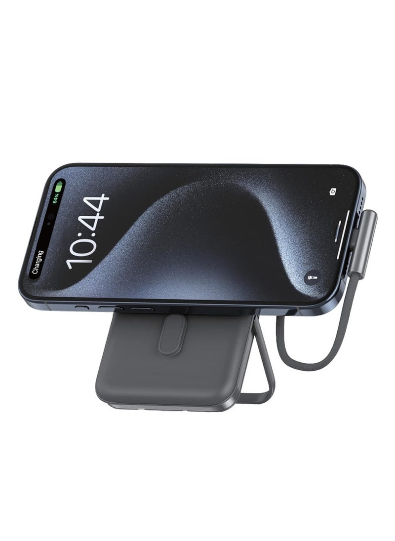 GREEN LION Green Lion Monte Carlo 10000mAh MagSafe Power Bank, Fireproof ABS+PC+Zinc Alloy, Microprocessor Chip, Built in Type-C Cable, Li-Polymer Battery PD 20W, For iPhone 16/15/14/13/12 - Black  - Image 3