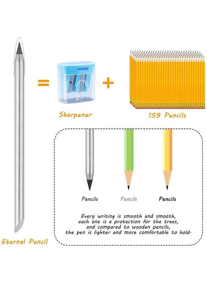 Generic 2-Piece Metal Inkless Pencil, Infinity pencil, Reusable Everlasting Pencil, Replaceable Nib Pencil with 2 Replaceable Nib for Writing Drawing Students Home Office School Supplies, Blue & Pink  - Image 3