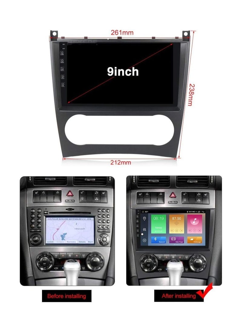 Android Car Stereo for Mercedes-Benz C-Class W203 W209 C180 C200 Cl203 C209 A209 2004 2005 2006 2007 2008 2009 2010 2011 9 inch IPS Touch DSP GPS WIFI BT Mirror Link USB DAB/DTV/DVR with AHD Camera
