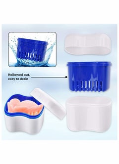 KASTWAVE Denture Bath Case, Denture Cups Container with Basket Denture Holder 2 Pack (Blue, Red)  - Image 4