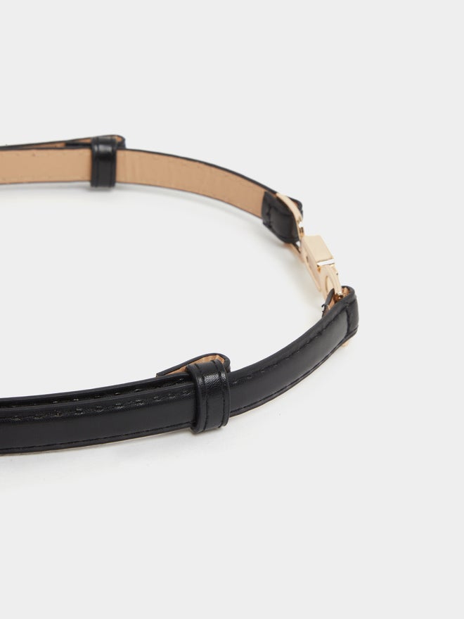 Styli Styli Gold Buckle Black Slim Belt  - Image 5