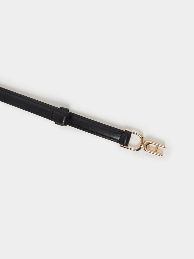 Styli Styli Gold Buckle Black Slim Belt  - Image 3