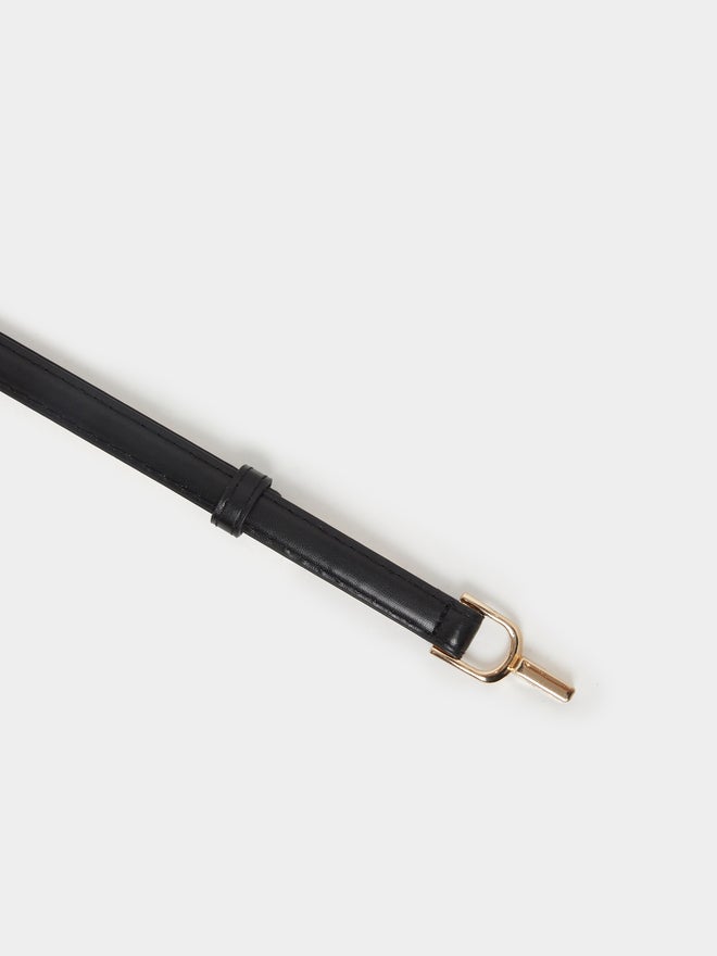 Styli Styli Gold Buckle Black Slim Belt  - Image 4