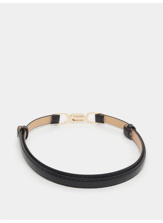 ستايلي Styli Gold Buckle Black Slim Belt
