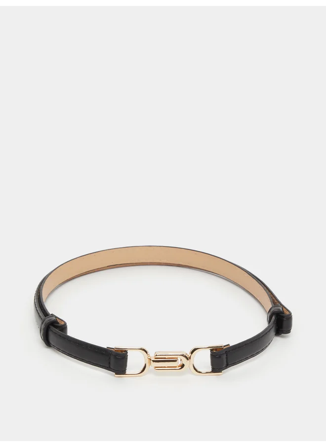 ستايلي Styli Gold Buckle Black Slim Belt
