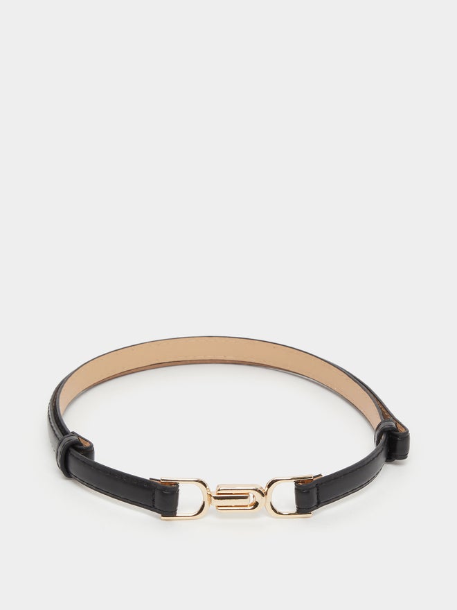 Styli Styli Gold Buckle Black Slim Belt  - Image 1