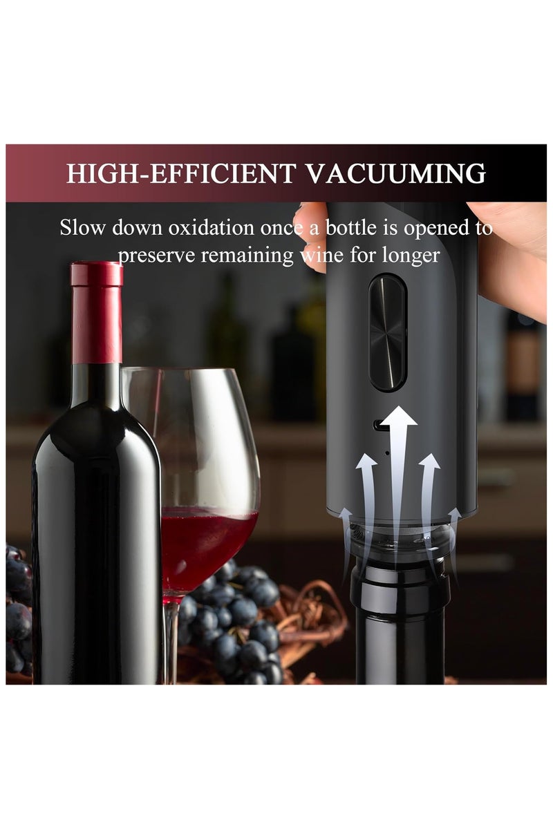 إيسي فتاحة زجاجات نبيذ كهربائية 7 في 1 قابلة لإعادة الشحن مع قاعدة شحن، فتاحة زجاجات أوتوماتيكية بدون أسلاك مع قاطع رقائق، أداة سكب، سدادات تفريغ وحفظ، وتصميم سهل التخزين - Image 4
