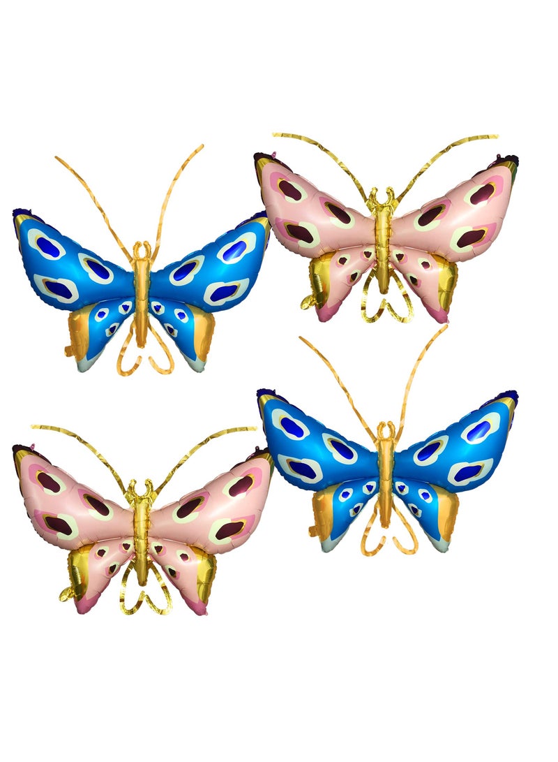 SYOSI Butterfly Balloons Fairy Wings Balloon for Girls Birthday Party Decorations Huge 50 Inches Kids Butterfly Baby Shower Spring Theme Garden Party Decor Supplies Pink and Blue 4Pcs - Image 1
