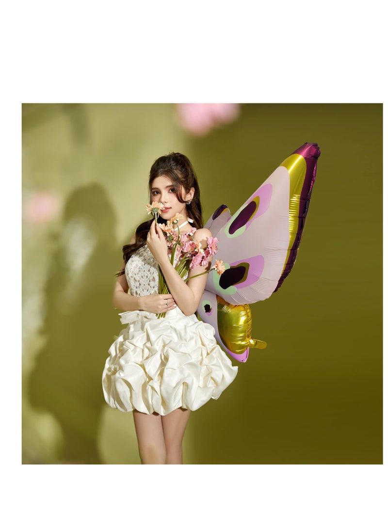 SYOSI Butterfly Balloons Fairy Wings Balloon for Girls Birthday Party Decorations Huge 50 Inches Kids Butterfly Baby Shower Spring Theme Garden Party Decor Supplies Pink and Blue 4Pcs - Image 4