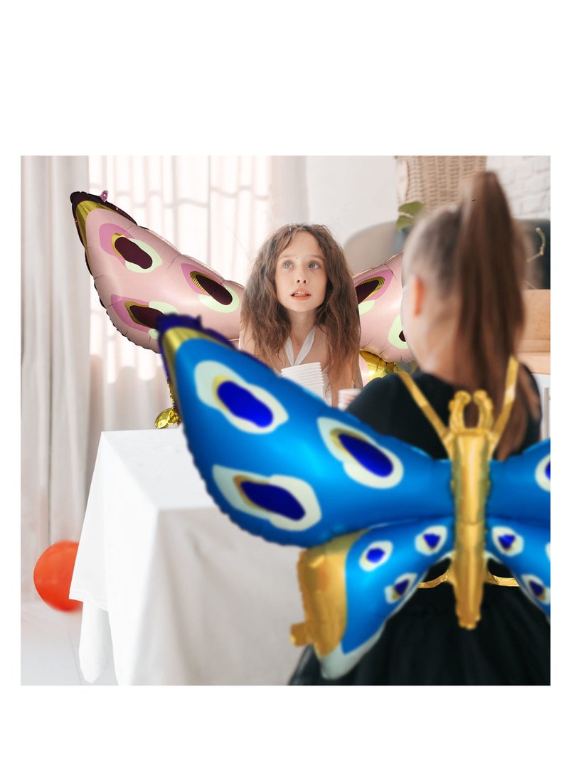 SYOSI Butterfly Balloons Fairy Wings Balloon for Girls Birthday Party Decorations Huge 50 Inches Kids Butterfly Baby Shower Spring Theme Garden Party Decor Supplies Pink and Blue 4Pcs - Image 5
