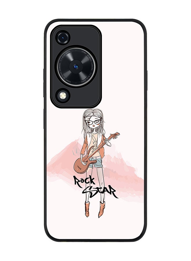 Stylizedd Rugged Black edge case for Huawei nova Y72 / Huawei Enjoy 70 4G, Slim fit Soft Case Flexible Rubber Edges Anti Drop TPU Gel Thin Cover - Rockstar Girl - Image 1