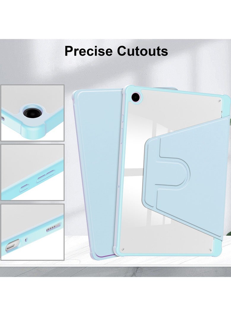Case for  Samsung Galaxy Tab A9， Tablet Protective Case  , Acrylic 360 ° Rotating Design, Automatic Wake-up/sleep, Soft Leather, Blue - Image 3
