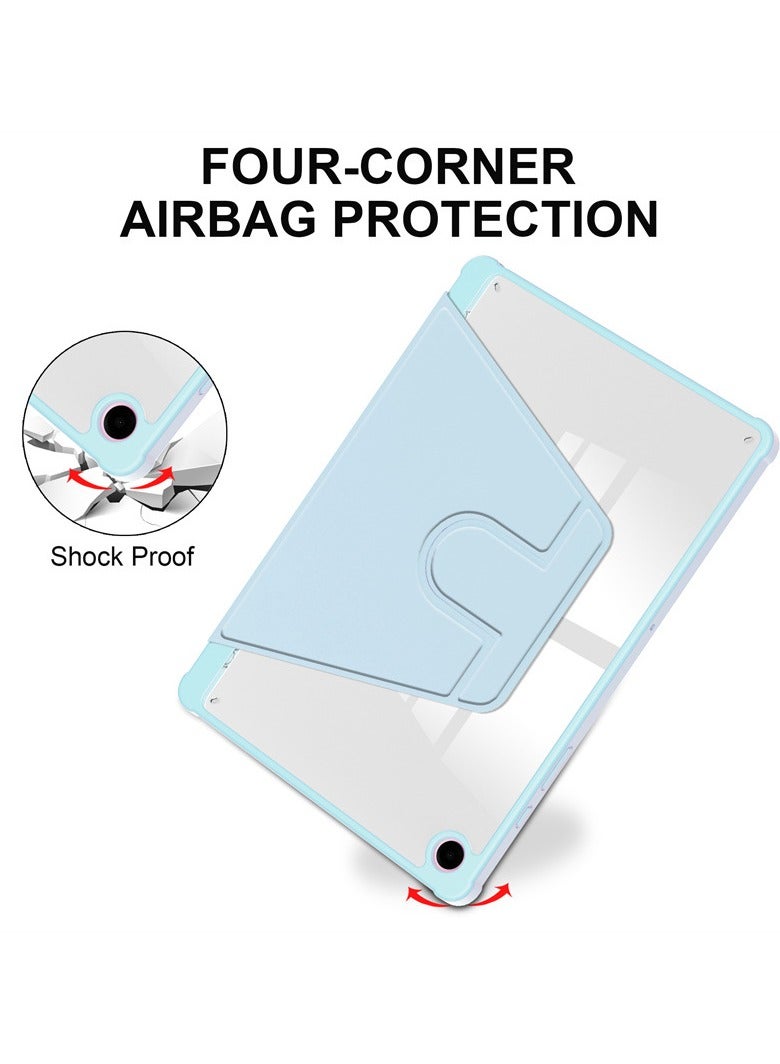 Case for  Samsung Galaxy Tab A9， Tablet Protective Case  , Acrylic 360 ° Rotating Design, Automatic Wake-up/sleep, Soft Leather, Blue - Image 4