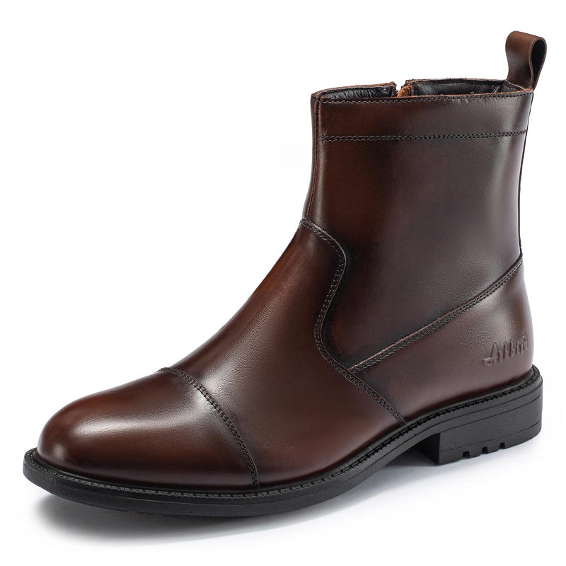 Arkbird Mens Chelsea Dress Boots with Side Zipper Genuine Leather Classic Fashion Slipon Ankle Dress Boots for Men