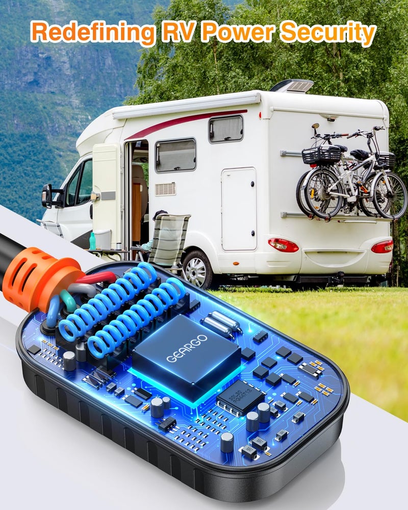 GEARGO ðŸ‘ð«ð-ð†ðžð§ RV Surge Protector 50 Amp, Latest 18000J Surge Protection RV Circuit Analyzer, RV Adapter Plug for Camper with Waterpoof Cover, Plug and Playï¼ˆOrangeï¼‰ - Image 5