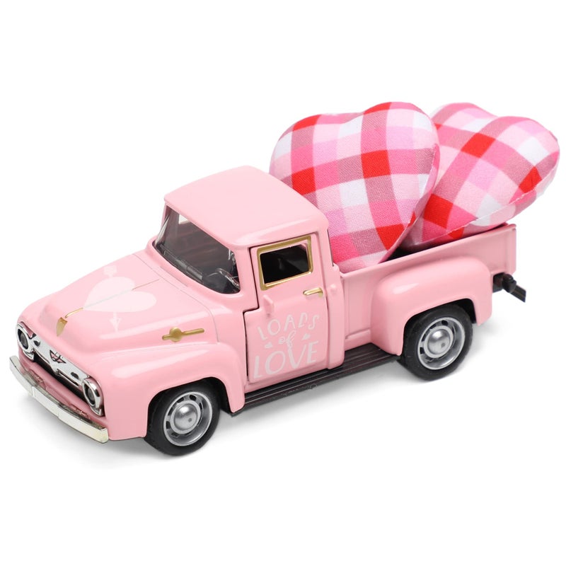 WODOHOLO Valentineâ€™s Day Metal Farm Truck with 2 Hearts, Valentines Decorations Vintage Love Romantic Tiered Tray Decor Mini Diecast Pickup Truck Model for Tabletop Shelf Table DÃ©cor 4.8inch - Image 1