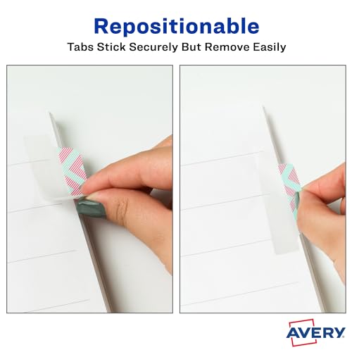 Avery Margin Ultra Tabs, 2.5" x 1", Assorted Color Geometric Designs, 24 Repositionable Page Tabs (74897) - Image 3