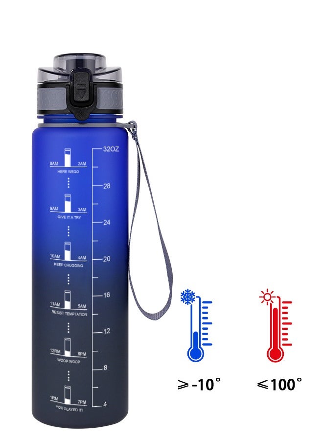 GEMFUL - Water Bottle 1L with Straw Motivational Time Marker Tritan BPA Free Drink Bottle for Sports Fitness Gym and Travel - Image 1