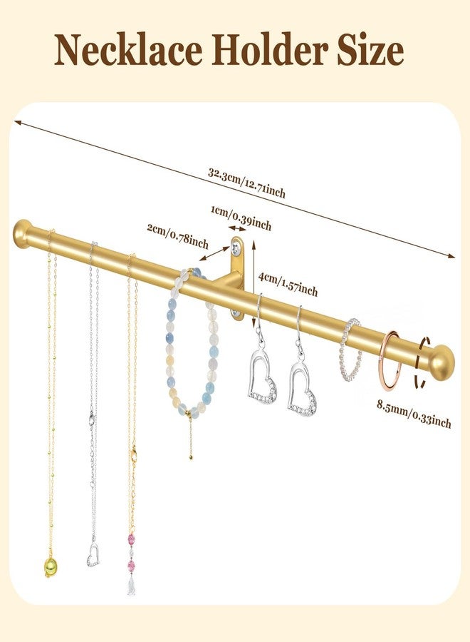 milylove 2 Pack Necklace Holder Wall Mounted 12.7'' Necklace Organizer Gold Wall Hanging Jewelry Organizer for Necklaces, Bracelets Rings Display - Image 3