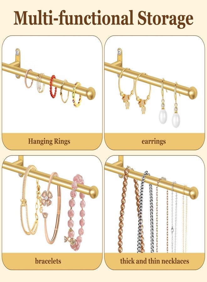 milylove 2 Pack Necklace Holder Wall Mounted 12.7'' Necklace Organizer Gold Wall Hanging Jewelry Organizer for Necklaces, Bracelets Rings Display - Image 4