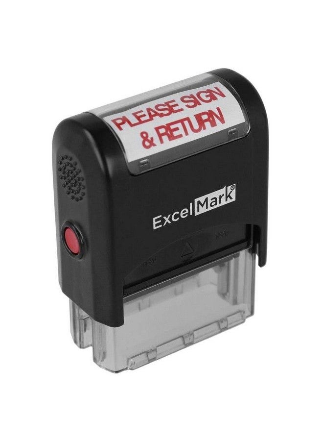 ExcelMark Please Sign And Return Self Inking Rubber Stamp Red Ink  - Image 2