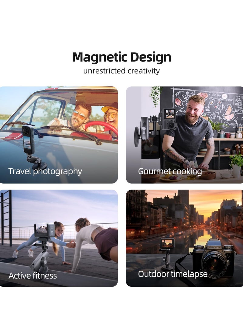 TELESIN ملحقات تثبيت معدنية مغناطيسية لكاميرا الحركة، حامل سيارة سريع الفك 360 درجة لـ GoPro Max Hero 12 11 10 9 8 7 6 Insta360 X2 X3 Go3 Ace Pro DJI Action 4 Osmo Pocket 3  - Image 5