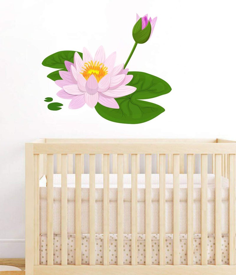 Wallzone Wallzone Lotus Wallposter Decorative Vinyl Wall Sticker for Kids RoomBedroomDining Hall Wall Sticker for Home Decor Medium 50 cm x 40 cm 