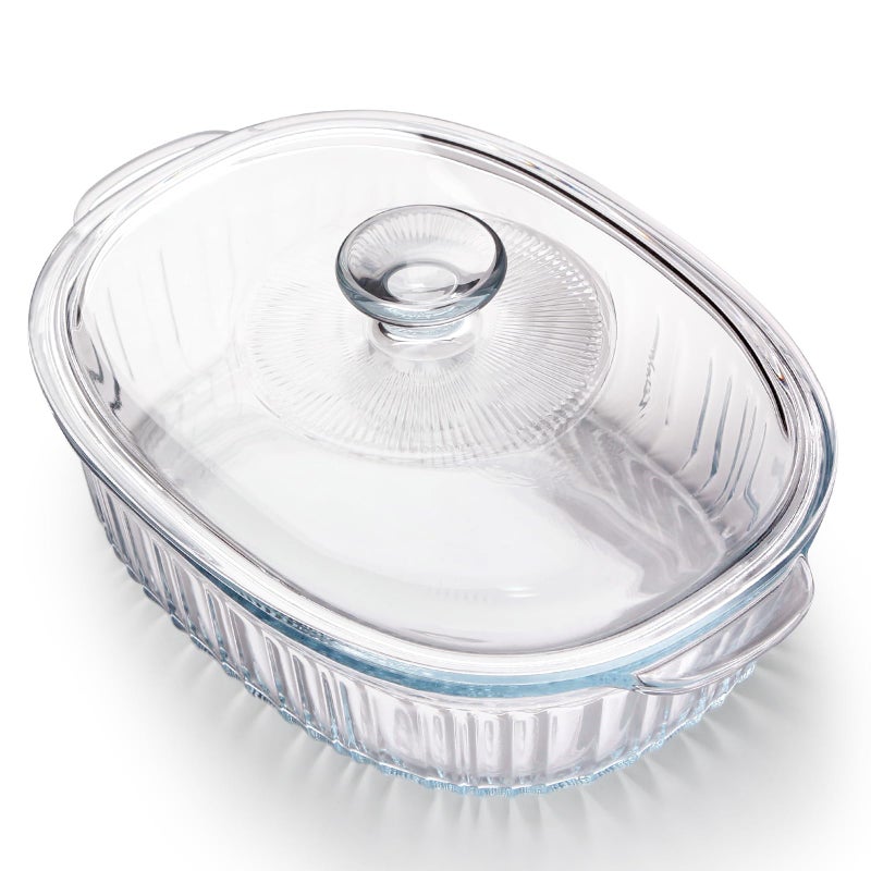NUTRIUPS 3QT Oval Glass Casserole Dish with Glass Lid Borosilicate Glass Large Oval Casserole Dish for Oven Baking Dish with Lid