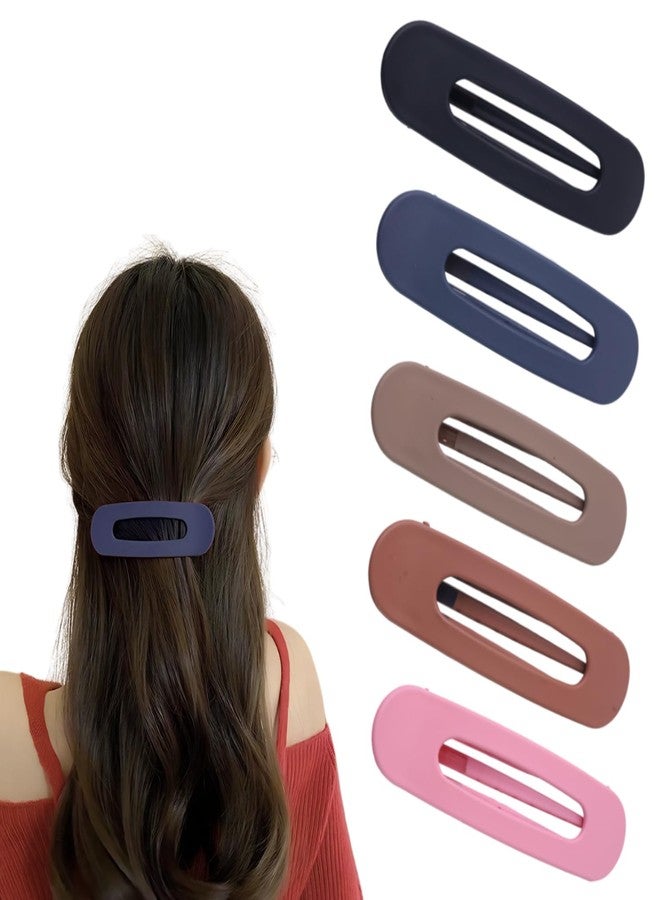 BellaStella Korean Fashion Flower Matte Hair Claw for Women Large Strong Hold Hair Clips for Thick, Thin & Long Clutches Hair Accessories for Women & Girls (Pack of 4 Pcs) (Flat Claw (5 Pcs)) - Image 1