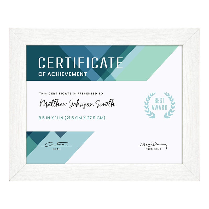 MCS Studio Gallery 8.5x11 Picture Frame White Woodgrain  Rectangle Photo Frame for Photos  Posters & Art Prints & Easel for Tapletop Display (1-Pack) - Image 1