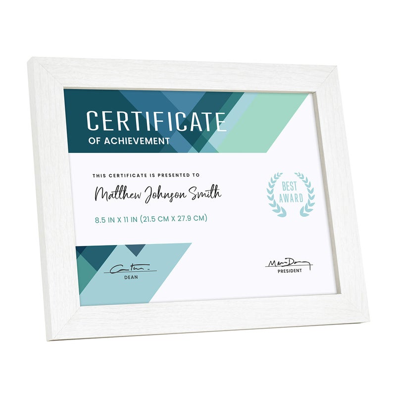 MCS Studio Gallery 8.5x11 Picture Frame White Woodgrain  Rectangle Photo Frame for Photos  Posters & Art Prints & Easel for Tapletop Display (1-Pack) - Image 2