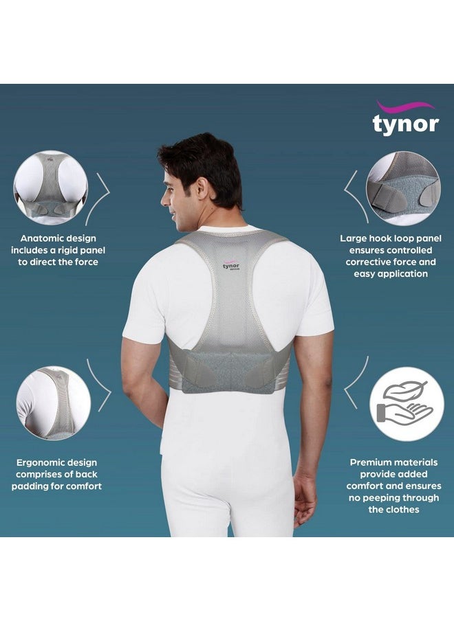 Tynor Posture Corrector, For Improved Posture & Back Support | Back Belt For Men & Women | Comfortable For All-Day Wear | Pack Of 1 (Grey, Medium)  - Image 2