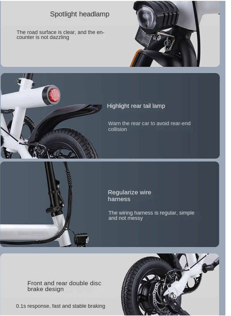 Gasin - Adult E-Bike scooter, 50KM Range, 400W Motor, 14-inch Shock-Absorbing Tires, Foldable, Specialized for Commuting, Beach, Sandy Ground & Mountain Riding - Image 1